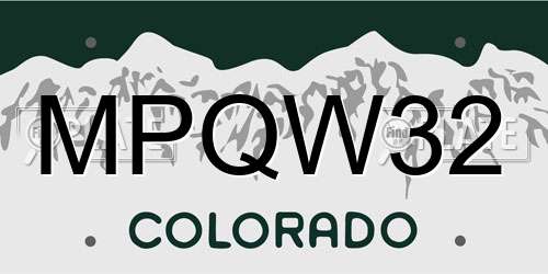 MPQW32 Colorado License Plate