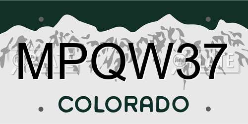 MPQW37 Colorado License Plate