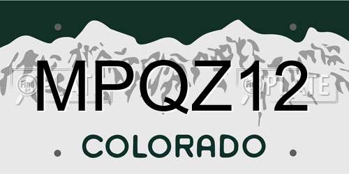 MPQZ12 Colorado License Plate