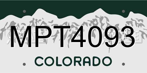 MPT4093 Colorado License Plate