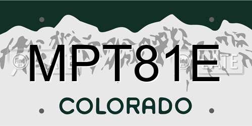 MPT81E Colorado License Plate