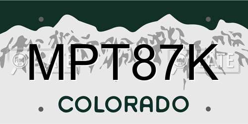MPT87K Colorado License Plate