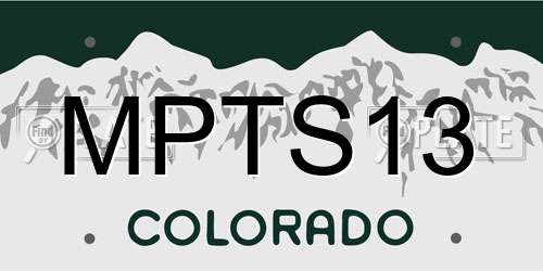 MPTS13 Colorado License Plate