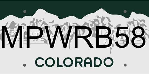 MPWRB58 Colorado License Plate