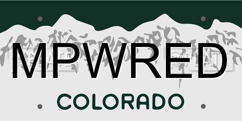 MPWRED Colorado License Plate