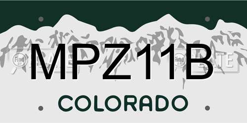 MPZ11B Colorado License Plate