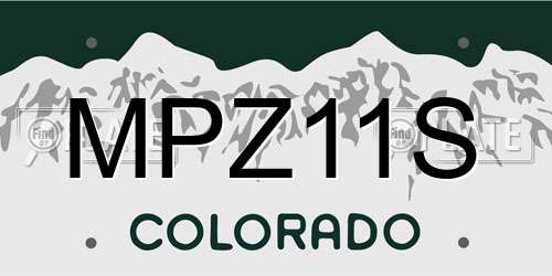 MPZ11S Colorado License Plate