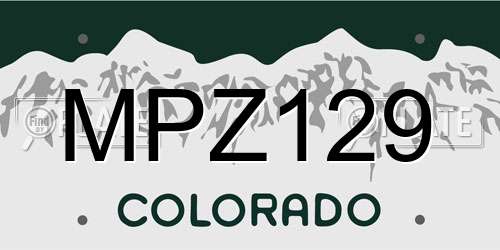 MPZ129 Colorado License Plate