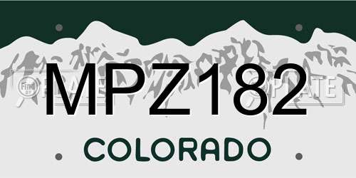 MPZ182 Colorado License Plate