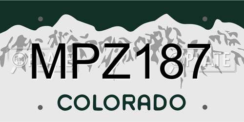 MPZ187 Colorado License Plate