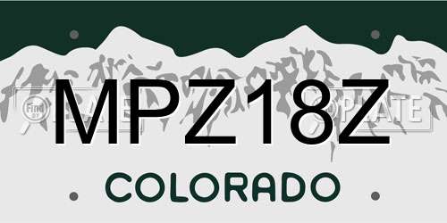 MPZ18Z Colorado License Plate