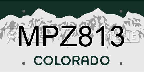 MPZ813 Colorado License Plate