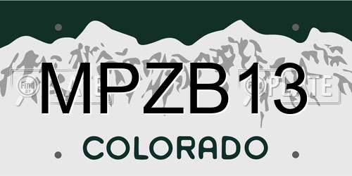 MPZB13 Colorado License Plate
