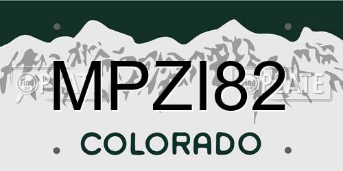 MPZI82 Colorado License Plate