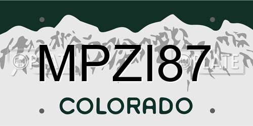 MPZI87 Colorado License Plate
