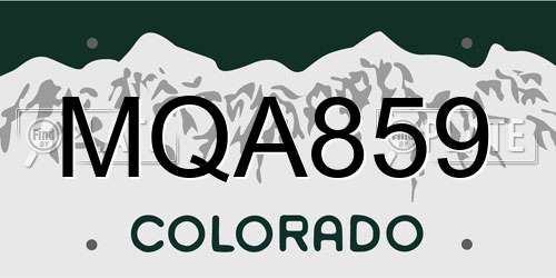 MQA859 Colorado License Plate