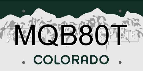 MQB80T Colorado License Plate