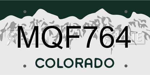 MQF764 Colorado License Plate
