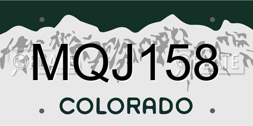MQJ158 Colorado License Plate