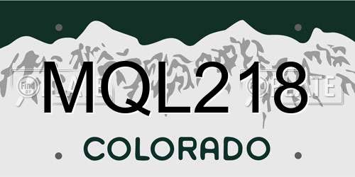 MQL218 Colorado License Plate