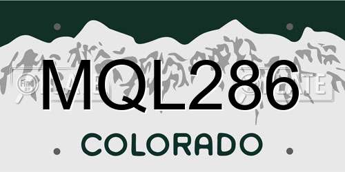 MQL286 Colorado License Plate