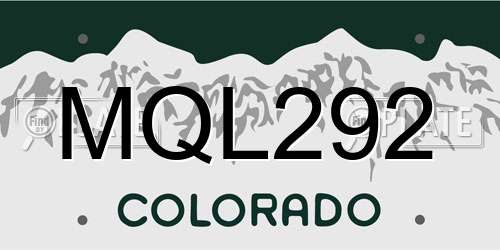 MQL292 Colorado License Plate