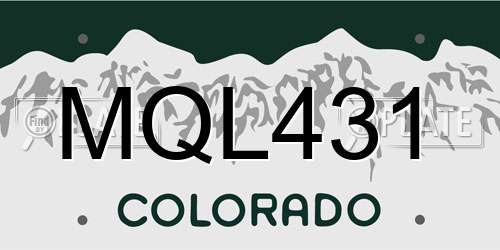 MQL431 Colorado License Plate