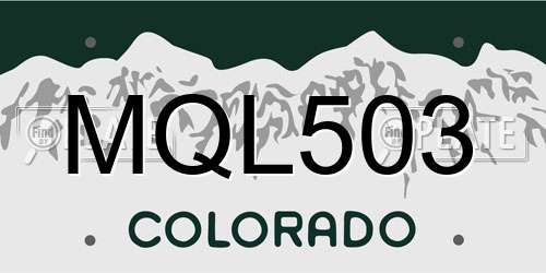MQL503 Colorado License Plate
