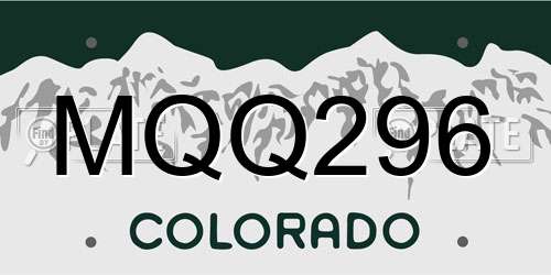 MQQ296 Colorado License Plate
