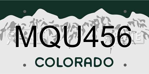 MQU456 Colorado License Plate
