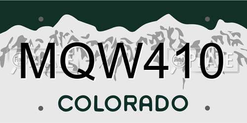 MQW410 Colorado License Plate