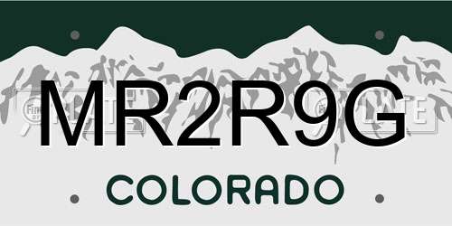 MR2R9G Colorado License Plate