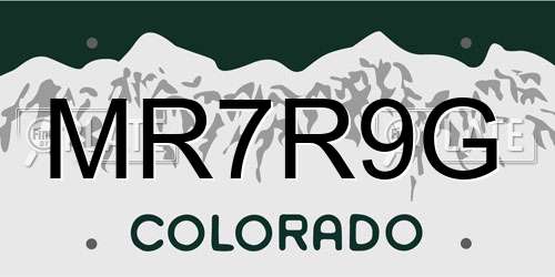 MR7R9G Colorado License Plate