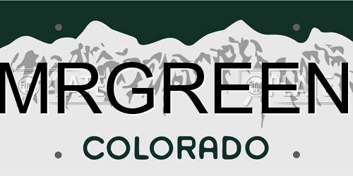 MRGREEN Colorado License Plate