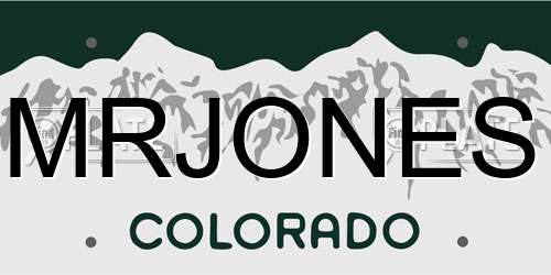 MRJONES Colorado License Plate