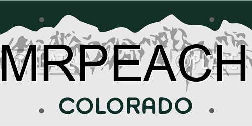 MRPEACH Colorado License Plate