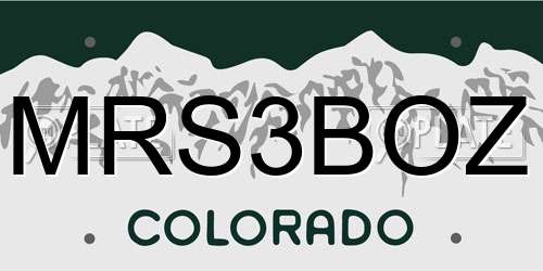 MRS3BOZ Colorado License Plate