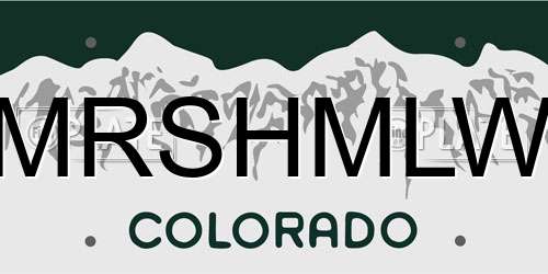 MRSHMLW Colorado License Plate