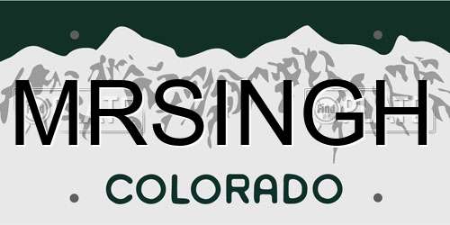 MRSINGH Colorado License Plate