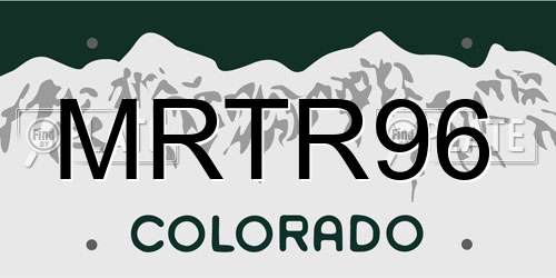 MRTR96 Colorado License Plate