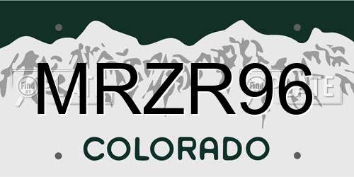 MRZR96 Colorado License Plate