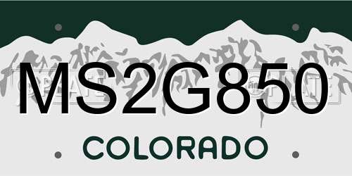 MS2G850 Colorado License Plate