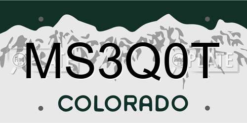 MS3Q0T Colorado License Plate