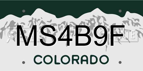 MS4B9F Colorado License Plate