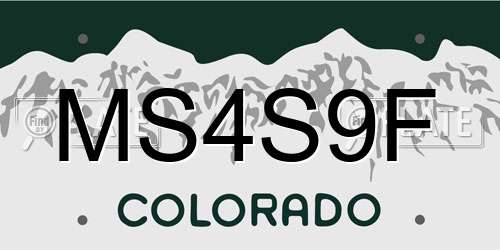 MS4S9F Colorado License Plate