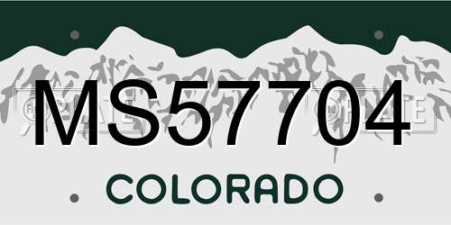 MS57704 Colorado License Plate