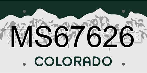 MS67626 Colorado License Plate