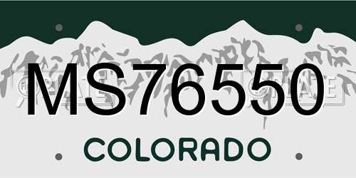 MS76550 Colorado License Plate