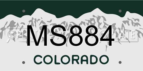 MS884 Colorado License Plate