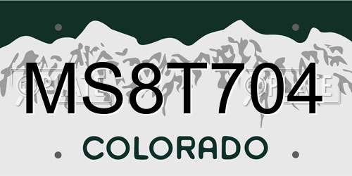 MS8T704 Colorado License Plate